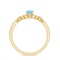Natural Aquamarine Diamond Engagement Ring With Certificate