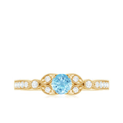 Natural Aquamarine Diamond Engagement Ring With Certificate