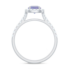 Genuine Tanzanite Halo Engagement Ring with Diamond