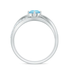 Genuine Aquamarine Engagement Ring with Diamond Infinity Shank