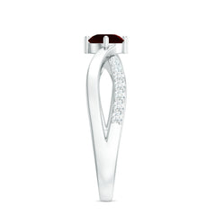 Natural Garnet Engagement Ring with Diamond Infinity Shank