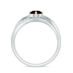 Natural Garnet Engagement Ring with Diamond Infinity Shank