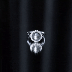 Natural Tahitian Pearl and Diamond Halo Engagement Ring