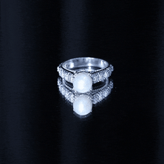 7.5 CT Freshwater Pearl Solitaire with Diamond Engagement Ring