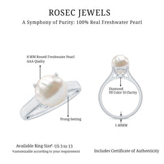 Freshwater Pearl Solitaire with Diamond Ring