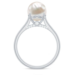 Freshwater Pearl Solitaire with Diamond Ring