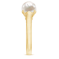 Freshwater Pearl Solitaire with Diamond Ring