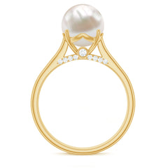 Freshwater Pearl Solitaire with Diamond Ring