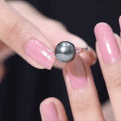 Genuine 8 Carat Tahitian Black Pearl Cathedral Engagement Ring with Split Shank