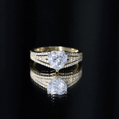 8 MM Moissanite Heart Designer Engagement Ring with Split Shank