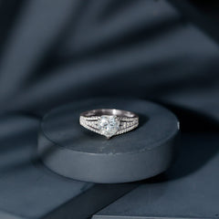 8 MM Moissanite Heart Designer Engagement Ring with Split Shank