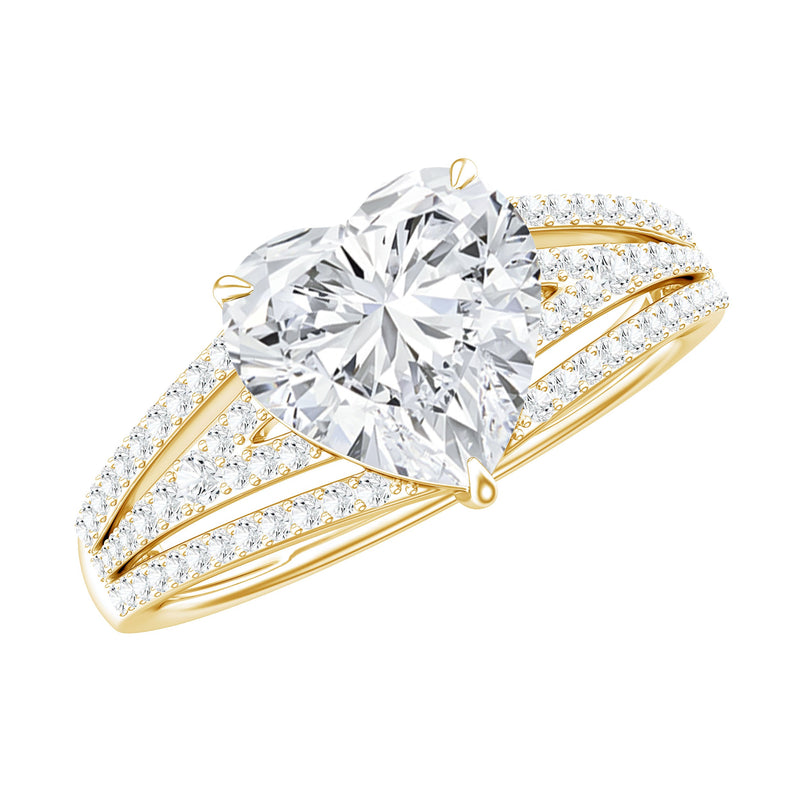 8 MM Moissanite Heart Designer Engagement Ring with Split Shank