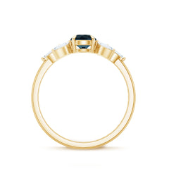 London Blue Topaz Minimal Engagement Ring With Diamond