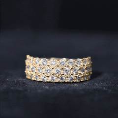 Diamond 3 Row Wide Wedding Band Ring