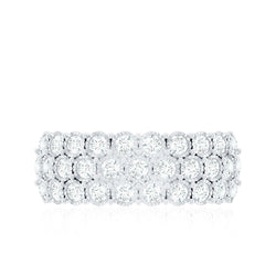 Diamond 3 Row Wide Wedding Band Ring