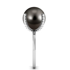 Tahitian Pearl Solitaire Engagement Ring with Diamond