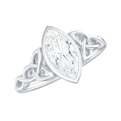 Moissanite 5x10mm Marquise Cut Engagement Ring in Bezel Setting