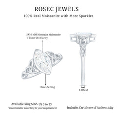Moissanite 5x10mm Marquise Cut Engagement Ring in Bezel Setting