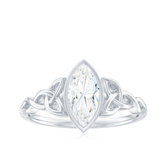 Moissanite 5x10mm Marquise Cut Engagement Ring in Bezel Setting