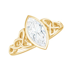 Moissanite 5x10mm Marquise Cut Engagement Ring in Bezel Setting