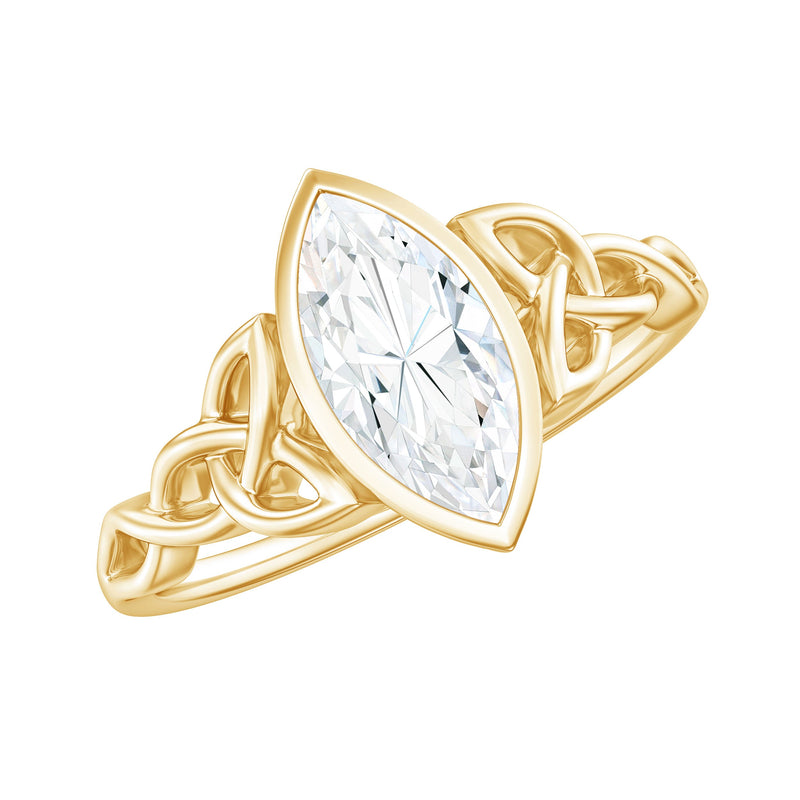 Moissanite 5x10mm Marquise Cut Engagement Ring in Bezel Setting
