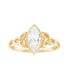 Moissanite 5x10mm Marquise Cut Engagement Ring in Bezel Setting