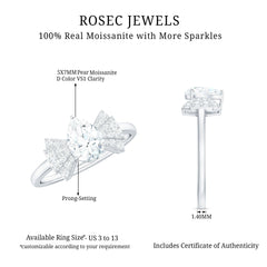 Pear Shaped Moissanite Designer Engagement Ring