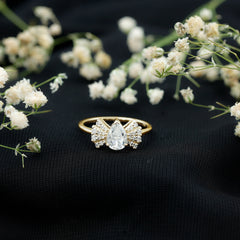 Pear Shaped Moissanite Designer Engagement Ring