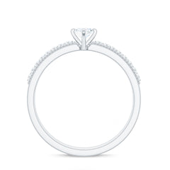 Certified Marquise Cut Moissanite Vintage Solitaire Ring with Side Stones