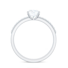 6mm Cushion Cut Moissanite Solitaire Engagement Ring with Beaded Details