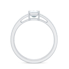 6X8mm Emerald Cut Moissanite Double Band Engagement Ring
