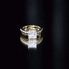 3 Carat Princess Cut Moissanite Double Band Engagement Ring