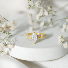 Certified 1 Carat Moissanite Marquise Engagement Ring with Split Shank