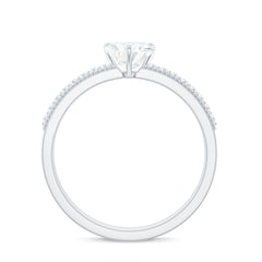 7X7 MM Heart Shape Moissanite Engagement Ring with Side Stones and Beaded Details
