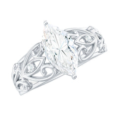 Marquise Moissanite Engagement Ring With Certificate