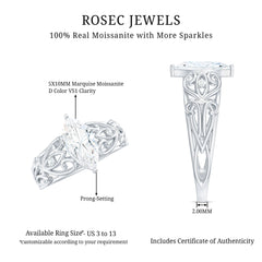 Marquise Moissanite Engagement Ring With Certificate