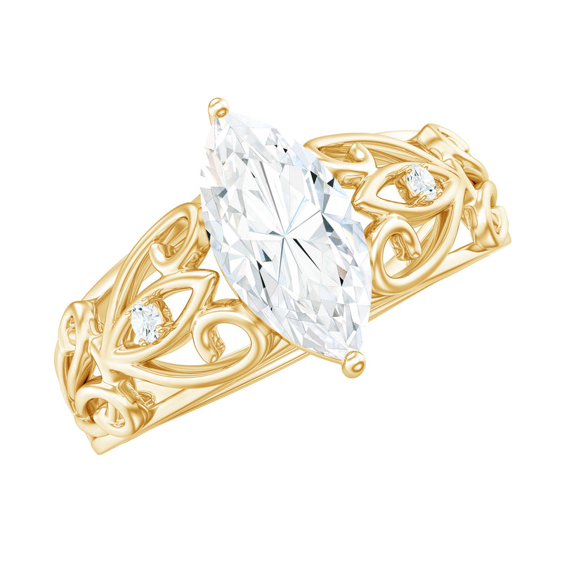 Marquise Moissanite Engagement Ring With Certificate