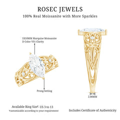 Marquise Moissanite Engagement Ring With Certificate