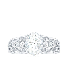 6X8 mm Oval Cut Vintage Inspired Moissanite Filigree Engagement Ring