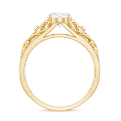 6X8 mm Oval Cut Vintage Inspired Moissanite Filigree Engagement Ring