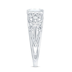 6X8 MM Emerald Cut Moissanite Vintage Inspired Solitaire Ring