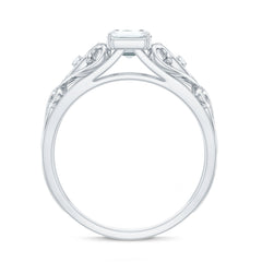 6X8 MM Emerald Cut Moissanite Vintage Inspired Solitaire Ring