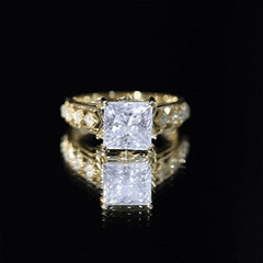 Princess Cut Certified Moissanite Gold Solitaire Engagement Ring