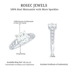 Princess Cut Certified Moissanite Gold Solitaire Engagement Ring