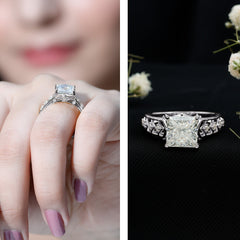 Princess Cut Certified Moissanite Gold Solitaire Engagement Ring