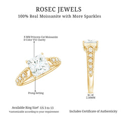 Princess Cut Certified Moissanite Gold Solitaire Engagement Ring