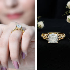 Princess Cut Certified Moissanite Gold Solitaire Engagement Ring