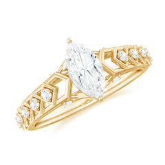 Art Deco Looking Moissanite Marquise Engagement Ring
