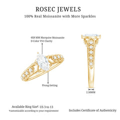 Art Deco Looking Moissanite Marquise Engagement Ring