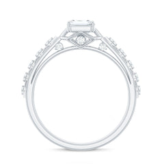 6X8 MM Emerald Cut Moissanite Solitaire Engagement Ring with Side Stones